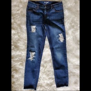 Girls Crochet Patch Dark Wash Denim Jeggings